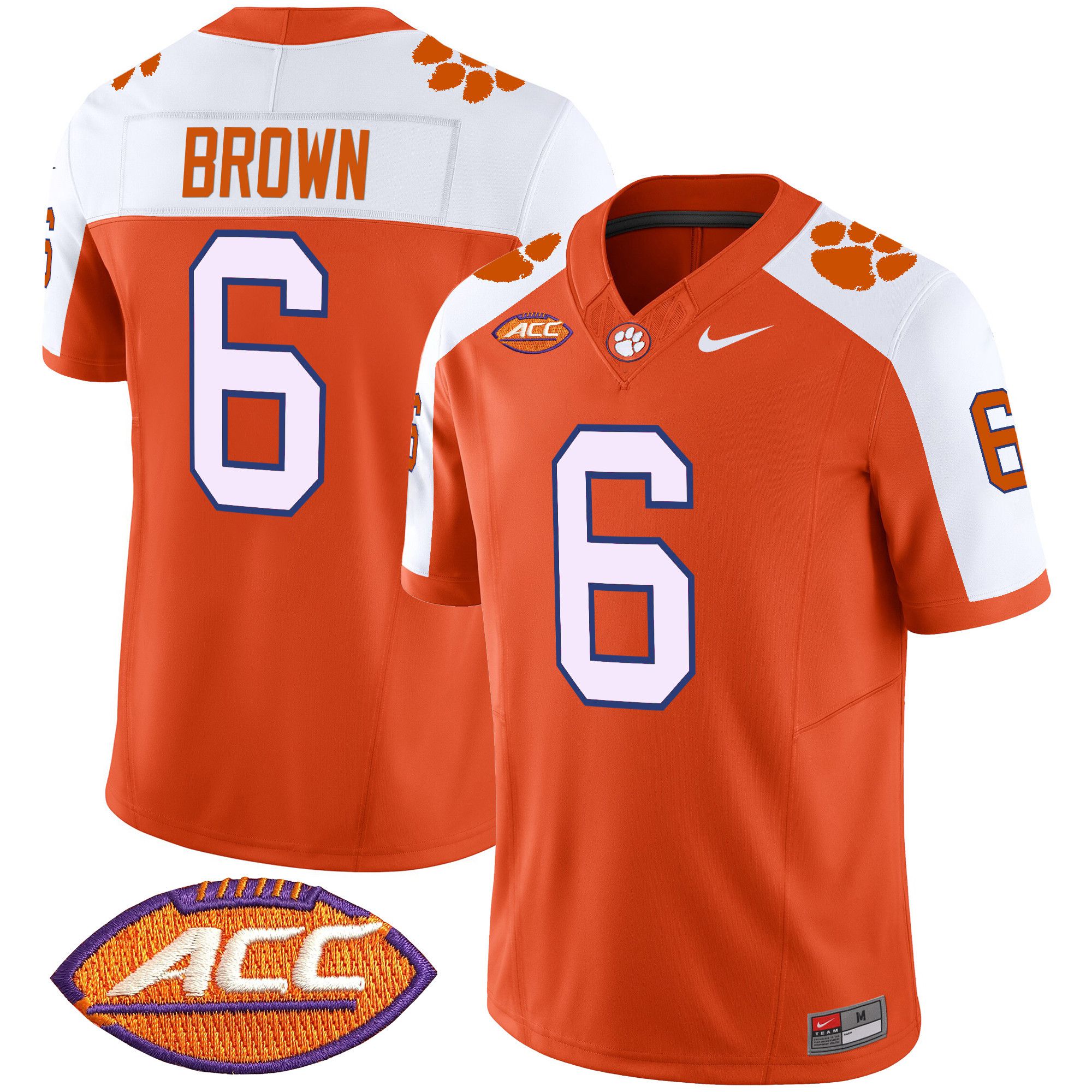 Men Clemson Tigers #6 Brown Orange 2024 Nike Vapor Limited NCAA Jersey